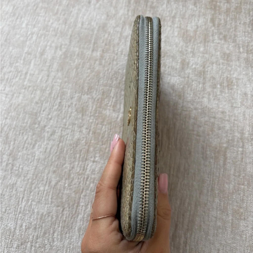 Authentic CHANEL multicolor python skin zip around long wallet